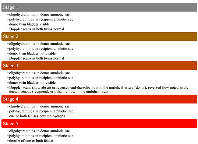 Image of Quintero's staging that categorizes the severity of TTTS cases